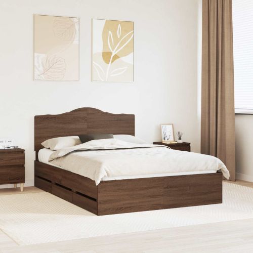 Рамка за легло Кафяв дъб 150 x 200 cm Инженерна дървесина