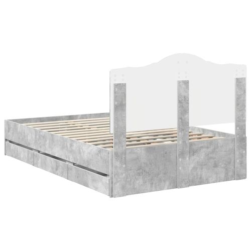Рамка за легло Циментено сиво 135 x 190 cm Инженерна дървесина