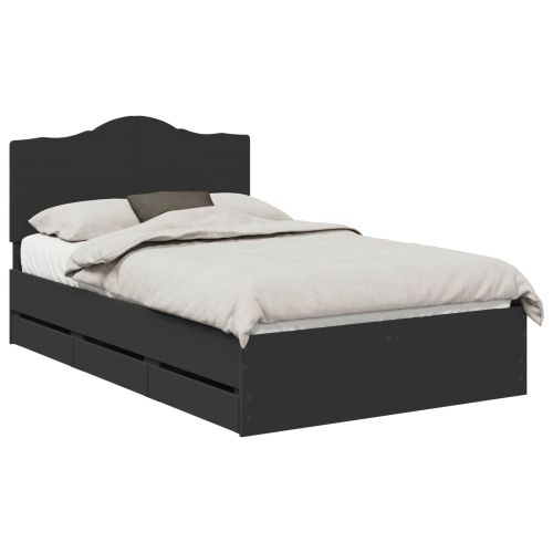 Рамка за легло с таблото Черно 120 x 190 cm Инженерна дървесина