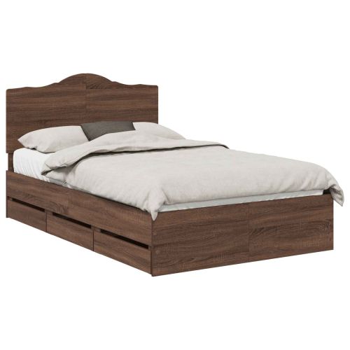 Рамка за легло Кафяв дъб 120 x 200 cm Инженерна дървесина