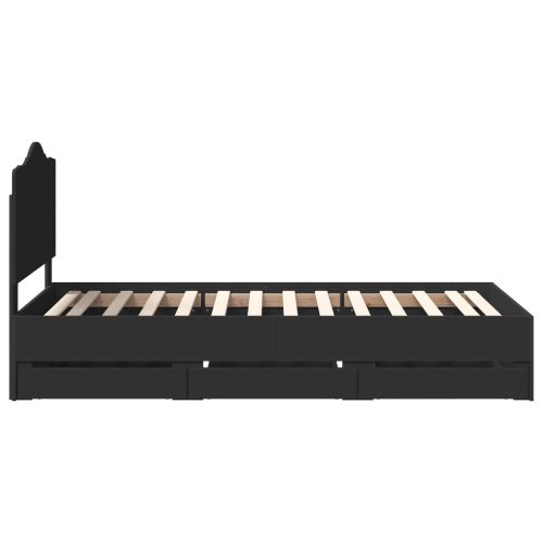 Рамка за легло с чекмедже Черно 90 x 190 cm Инженерна дървесина