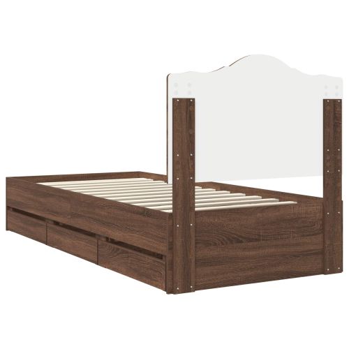 Рамка за легло Кафяв дъб 75 x 190 cm Инженерна дървесина