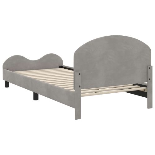 Легло за деца с табла с таблото Светлосиво 90 x 190 cm Кадифе