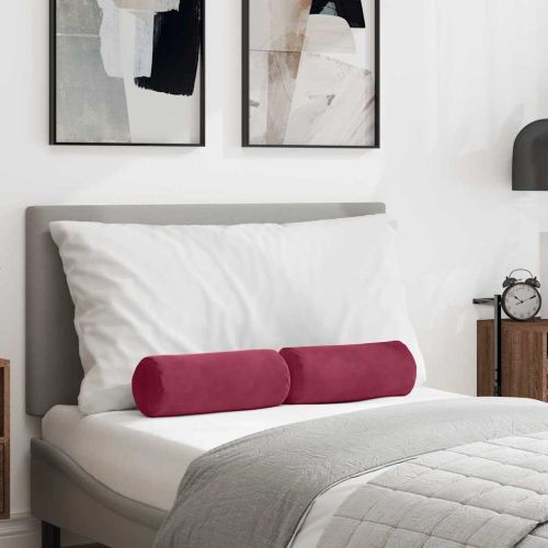 Възглавници валяци 2 pcs Виненочервен Ø 15 x 40 см