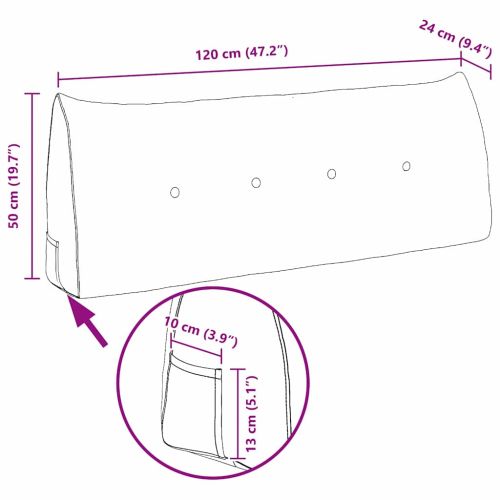 Възглавница за гръб Тъмен сив 120 x 24 x 50 см текстил