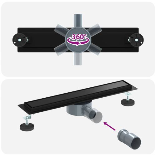 Душ канал 2-в-1 с 360° сифони Черно 50 cm