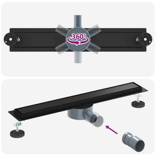 Душ канал 2-в-1 с 360° сифони Черно 60 cm