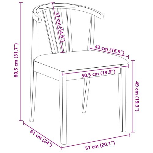 Трапезен стол 2 pcs Светло кафяво и черно