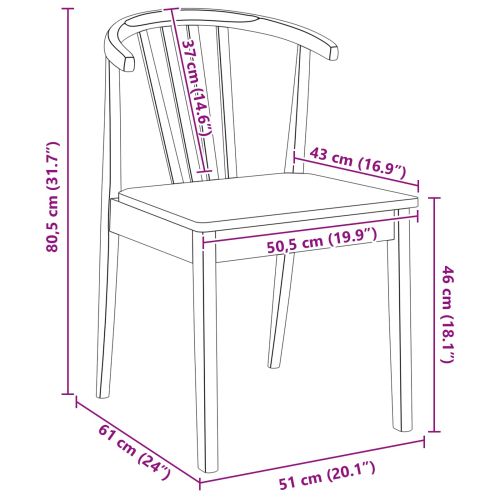 Трапезен стол 2 pcs Естествен Солиден каучуков материал