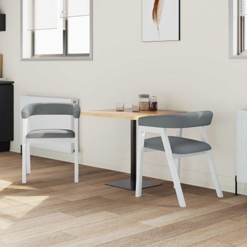 Обедени столове 2 pcs Бяло 54 x 57 x 73 см Солидно гумено дърво