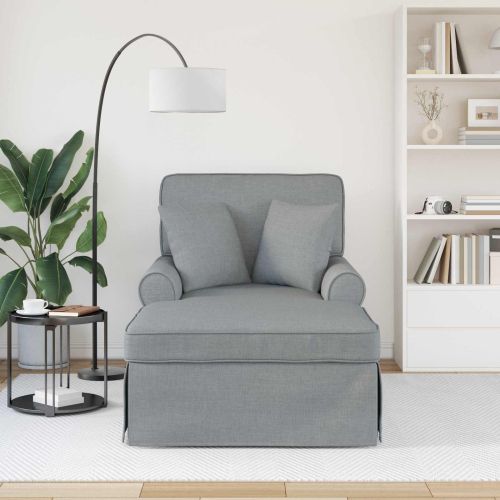 Шезлонг с пола с възглавница 3 pcs Светлосиво текстил