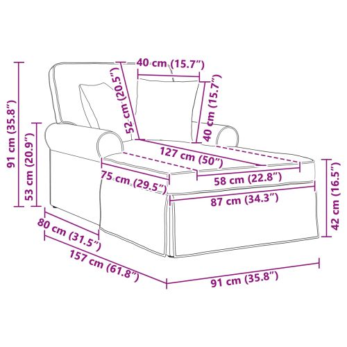 Шезлонг с пола с възглавница с възглавница 3 pcs Таупе текстил