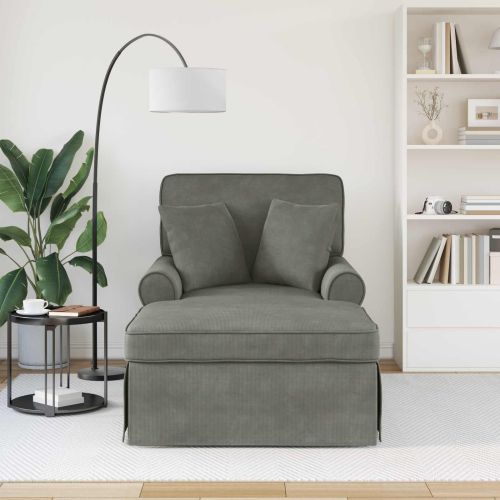 Шезлонг с пола с възглавница 3 pcs Светлосиво Кордюрова тъкан