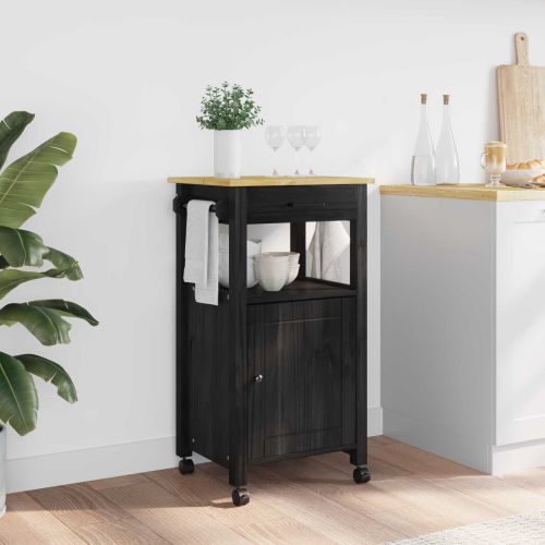 Кухненска количка MONZA Черен 48 x 40 x 88,5 см Солиден бор