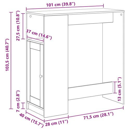 Бар маса с рафт Черния дъб 101 x 40 x 103,5 см Инженерно дърво