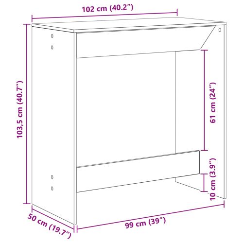 Бар маса 102 x 50 x 103,5 см Инженерна дървесина Черния дъб