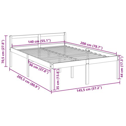 Легло за възрастни хора бяло 140x200 см бор масив
