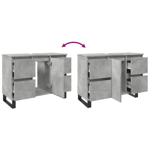 Шкаф за мивка в банята Бетон сив 80x33x60cm Инженерна дървесина