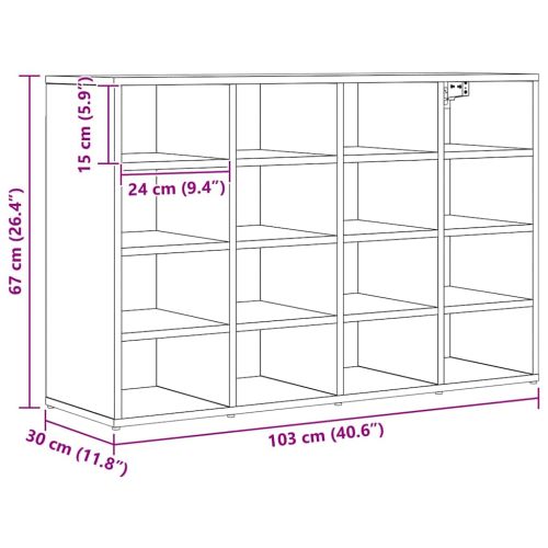 Шкаф за обувки 103 x 30 x 67 см Инженерна дървесина Черен дъб