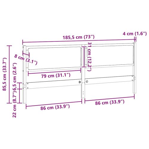 Облегалка за глава Друг Кафяво 180 cm Борово дърво масив