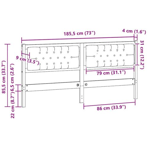 Облегалка за глава кафяво и тъмносиво 160 cm Борово дърво масив