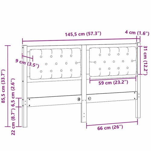 Облегалка за глава Кафяв и светло сив 140 cm Борово дърво масив