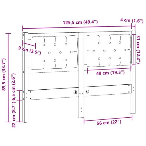 Облегалка за глава Кафяво и таупе 120 cm Борово дърво масив