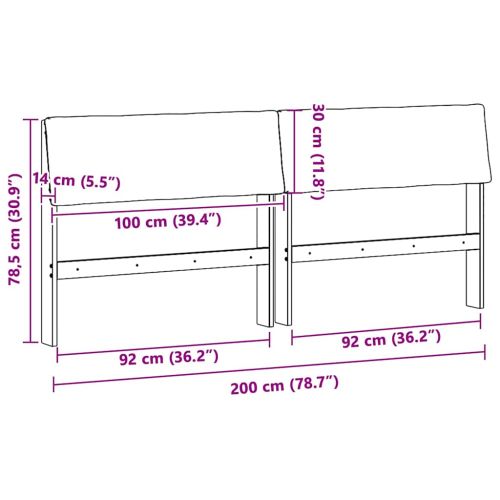 Тапицирана табла Светлосиво 200 cm Солидно борово дърво