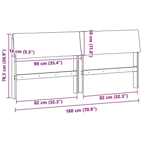 Тапицирана табла Тъмен сив 180 cm Солидно борово дърво