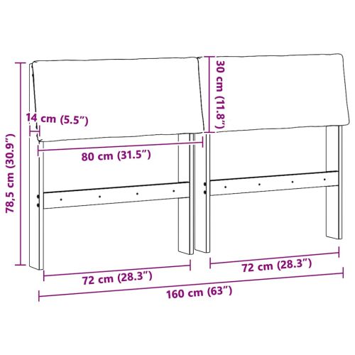 Тапицирана табла Тъмен сив 160 cm Солидно борово дърво