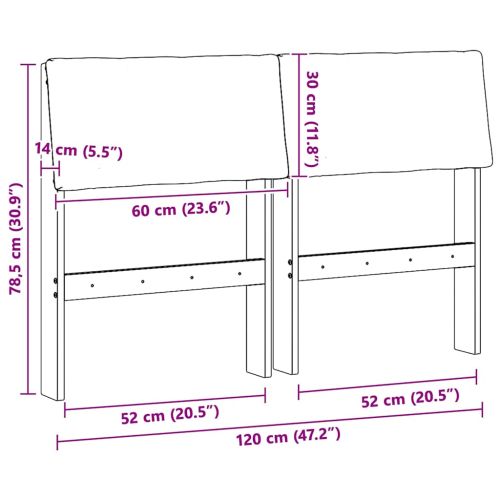 Тапицирана табла Черно 120 cm Солидно борово дърво