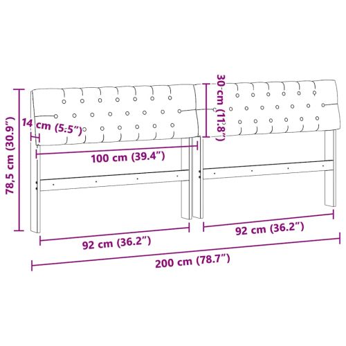 Тапицирана табла Тъмен сив 200 cm Солидно борово дърво