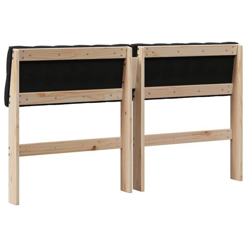 Тапицирана табла Черно 140 cm Солидно борово дърво