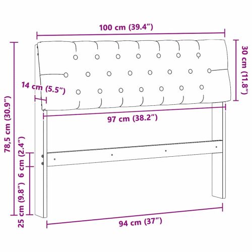 Тапицирана табла Черно 100 cm Солидно борово дърво
