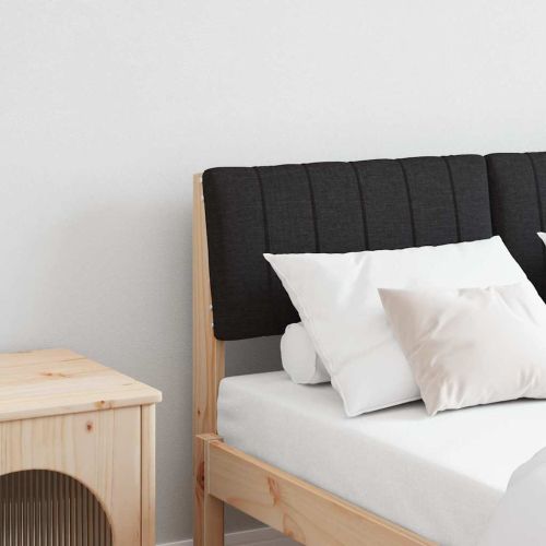 Тапицирана табла Черно 120 cm Солидно борово дърво