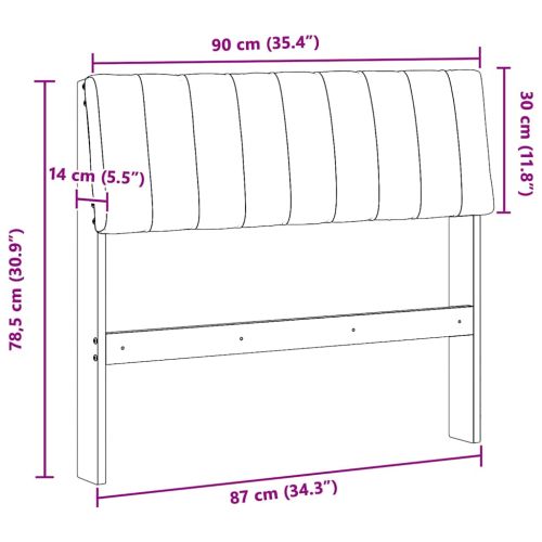 Тапицирана табла Светлосиво 90 cm Солидно борово дърво