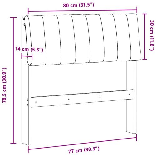 Тапицирана табла Светлосиво 80 cm Солидно борово дърво