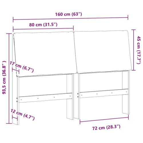 Тапицирана табла Таупе 160 cm Солидно борово дърво