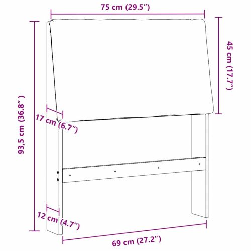 Тапицирана табла Светлосиво 75 cm Солидно борово дърво