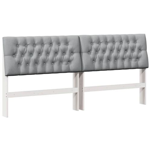 Тапицирана табла Светлосиво 200 cm Солидно борово дърво