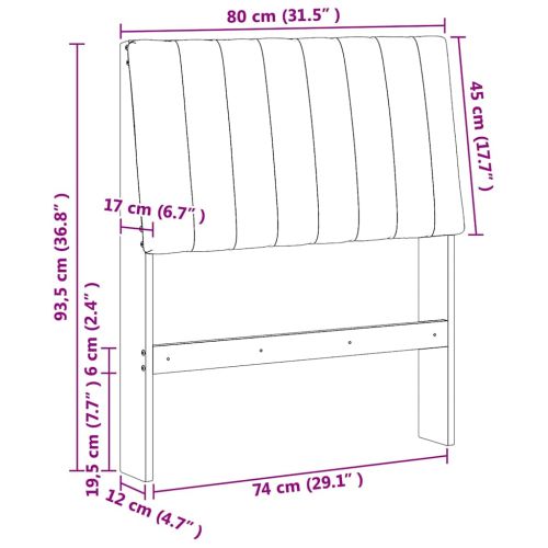 Тапицирана табла Черно 80 cm Солидно борово дърво