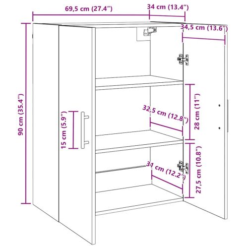 Стенен шкаф Дъб 69,5 x 34 x 90 см Инженерно дърво