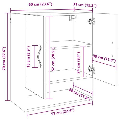 Стенно шкафче Старо дърво 60 x 31 x 70 см Инженерно дърво
