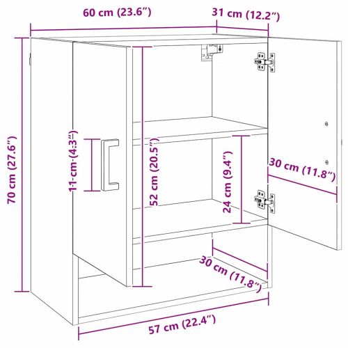 Стенен шкаф старо дърво 60 x 31 x 70 см Инженерно дърво