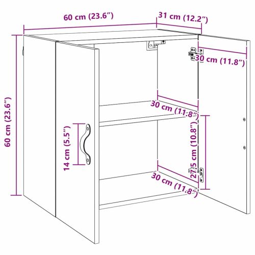 Стенен шкаф Черен дъб 60 x 31 x 60 см Инженерно дърво
