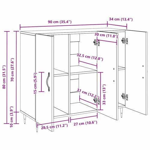 Служебен шкаф Черния дъб 90 x 34 x 80 см Инженерно дърво