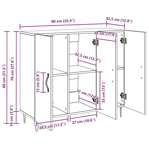 Служебен шкаф Старо дърво 90 x 32,5 x 80 см Инженерно дърво