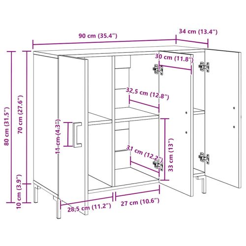 Служебен шкаф Черния дъб 90 x 34 x 80 см Инженерно дърво