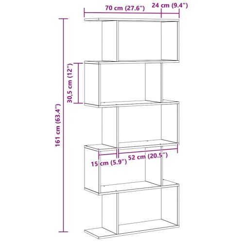 Шкаф за книги Черния дъб 70 x 24 x 161 см Инженерно дърво