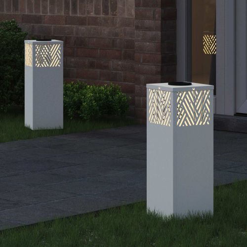 Соларна LED светлина за пътека 2 бр. Топло бяло 18 x 18 x 50 см